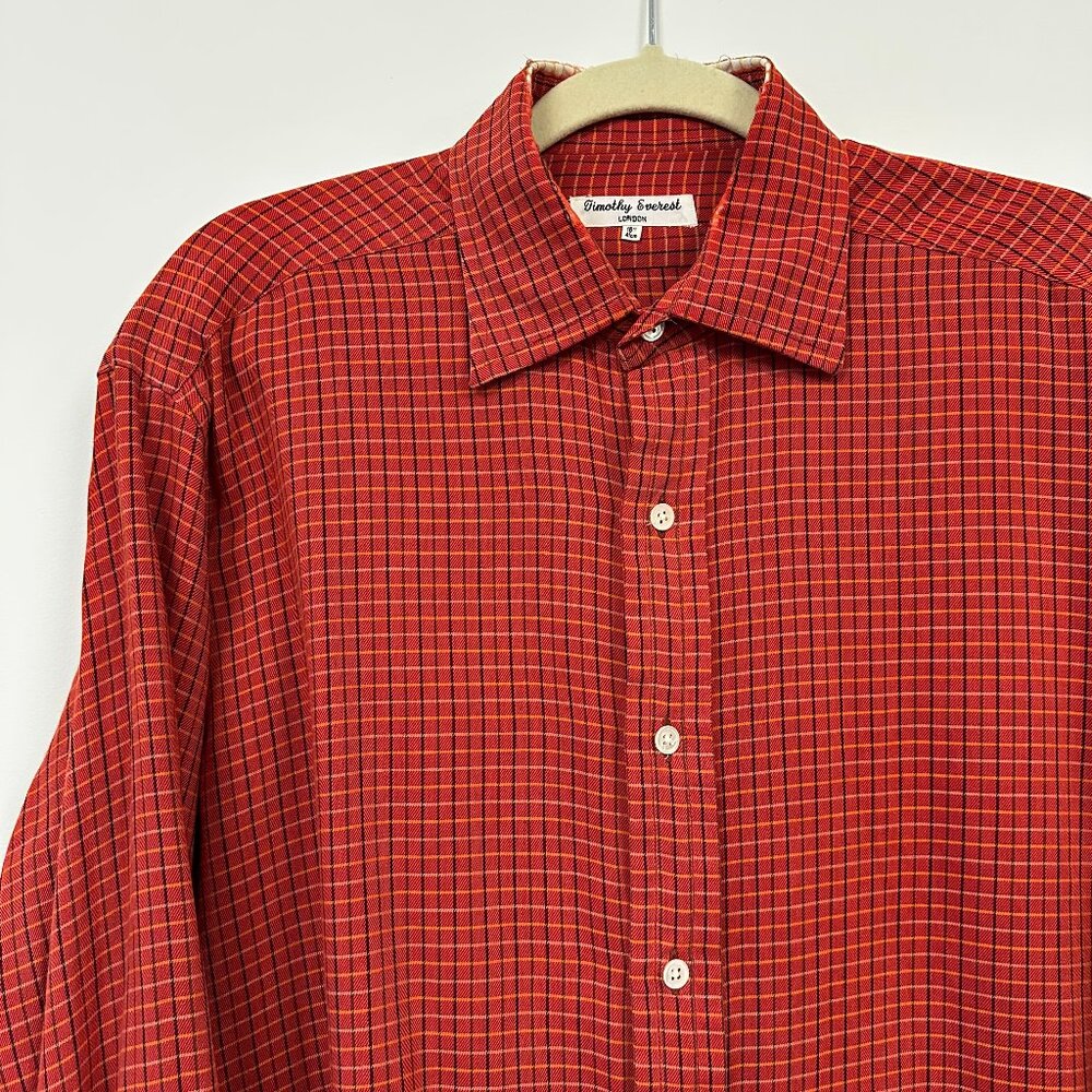 VTG Timothy Everest London Red Window Pane Plaid Shirt Size 18"